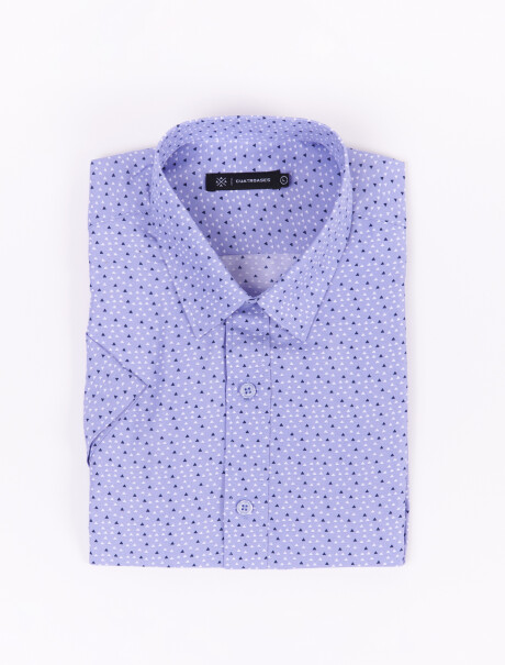 Camisa m/c estampada celeste