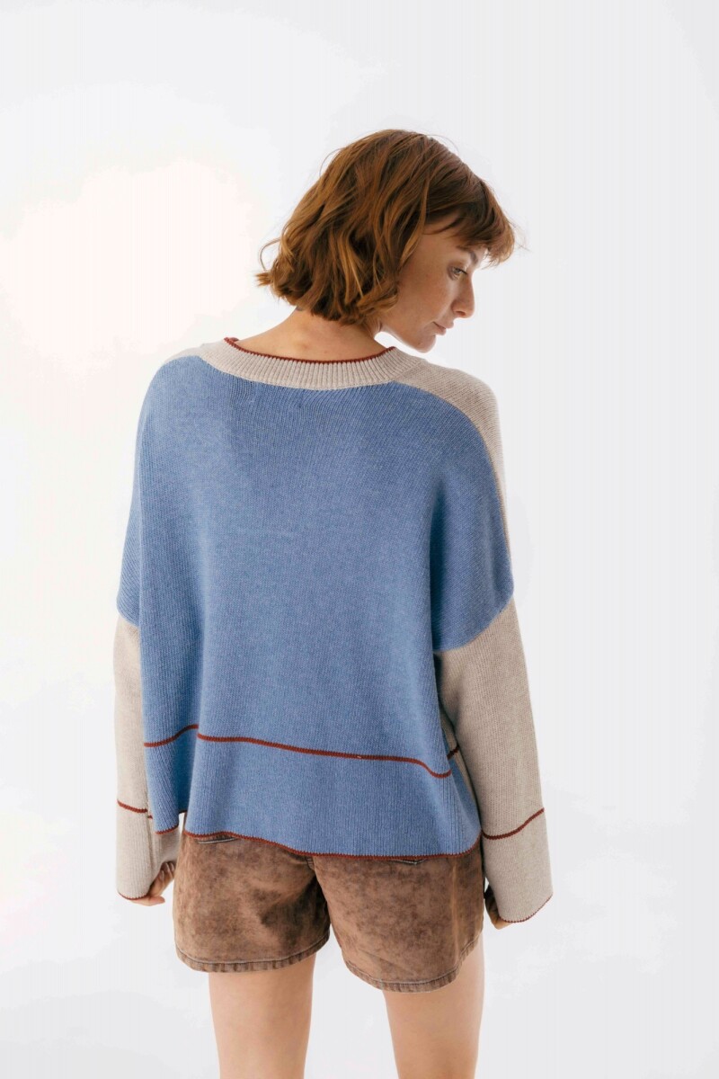 Sweater Saela Beige/Azul