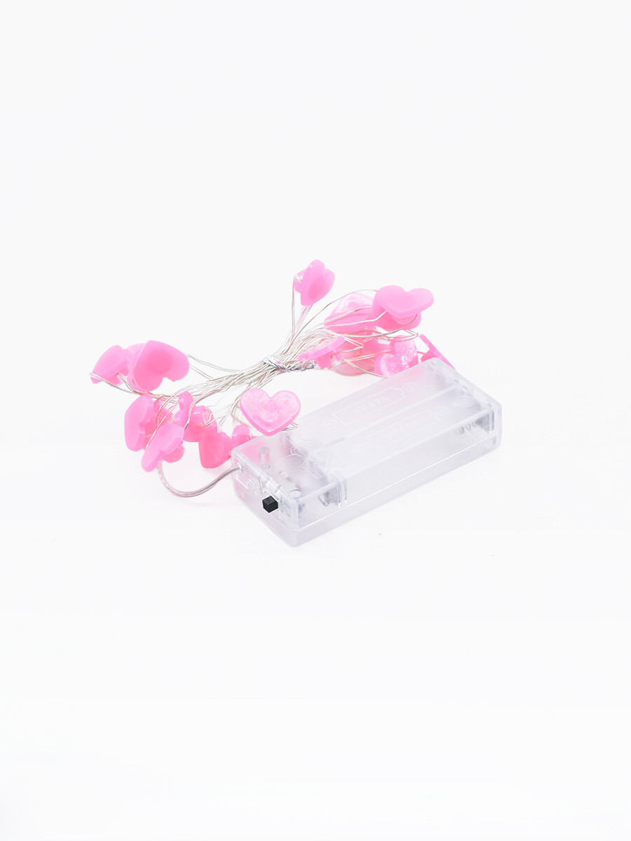 GUIA LED CORAZÓN 20 LUCES - ROSADO 