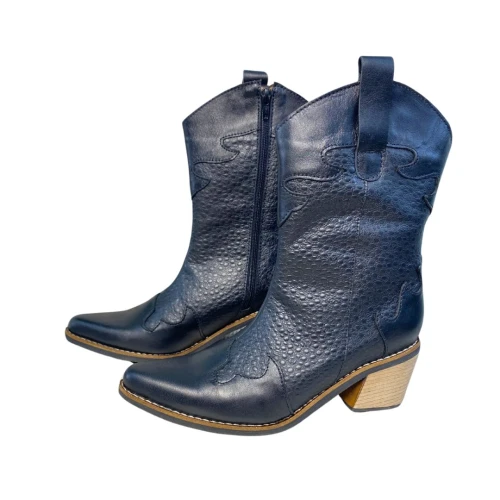 Bota Dama Tejana de Cuero Negro