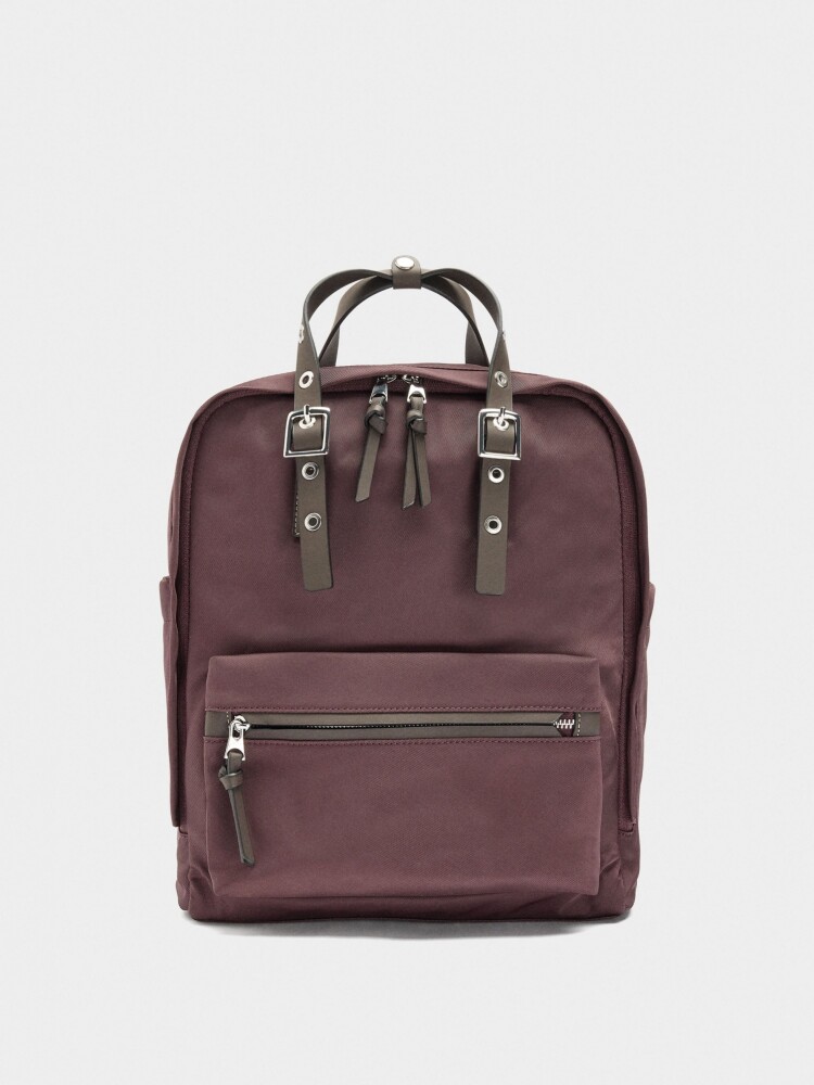 Mochila Para Portátil Hasta 14" De Nylon burdeos