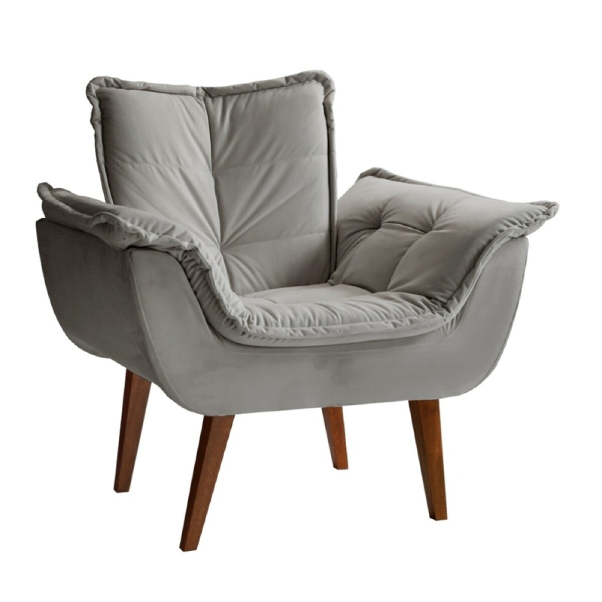 SILLON Butaca MALU Poltrona con asiento y espaldar de espuma revestido en terciopelo - Cinza 