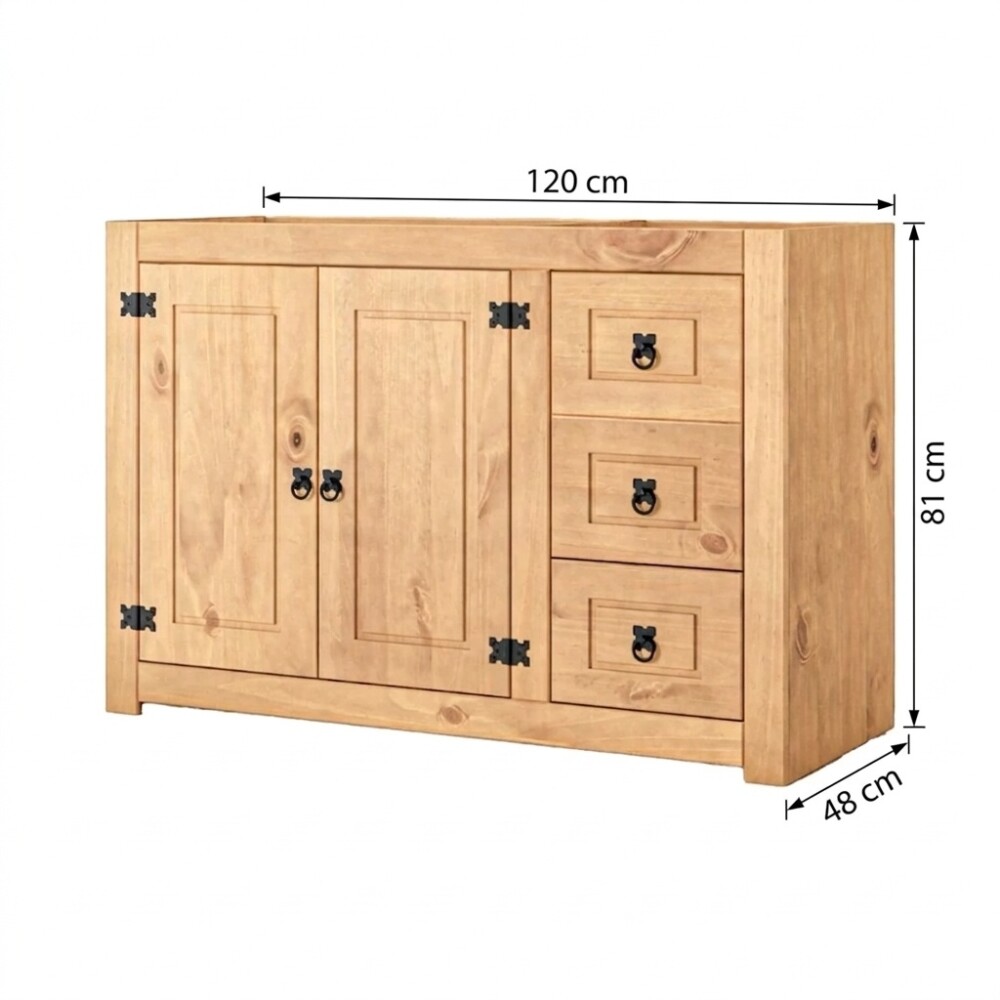 BAJO MESADA 2 PUERTAS Y 3 CAJONES/ COLOR CERA TEQUILA Bajo Mesada 2 Puertas Y 3 Cajones/ Color Cera Tequila