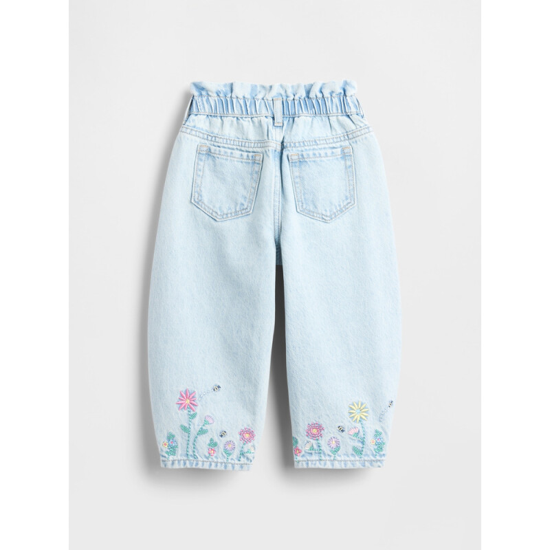 HORSESHOE JEAN - PLACED FLORAL EMB LIGHT WASH