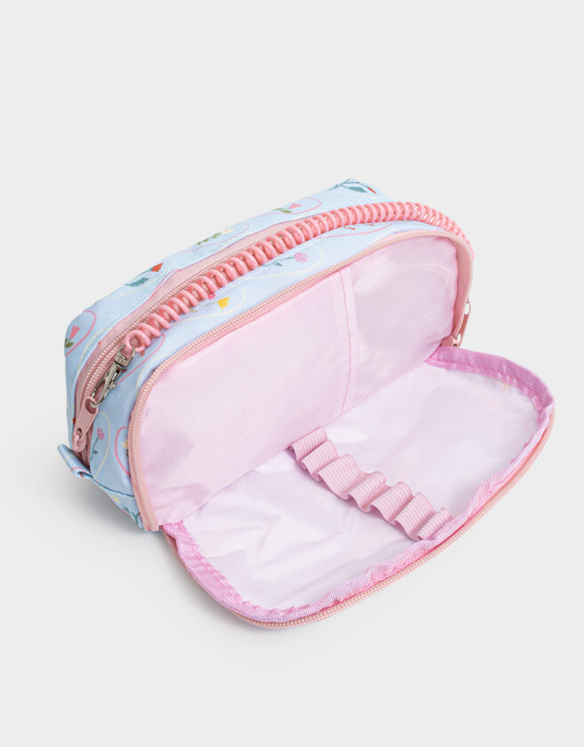 Cartucheras Flores Cartuchera Estampada Con 2 Divisiones - Azul Celeste