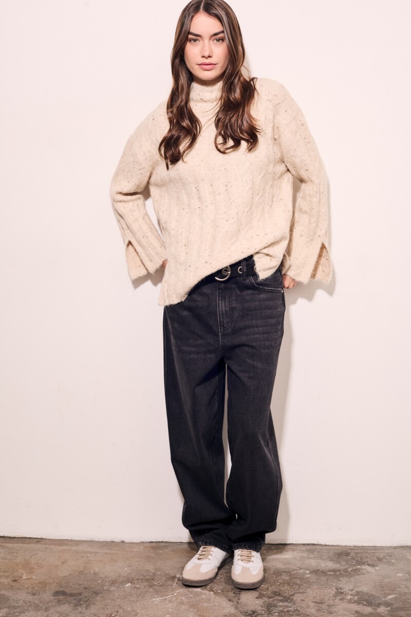 Polera Texturada Bouttonne Beige Melange