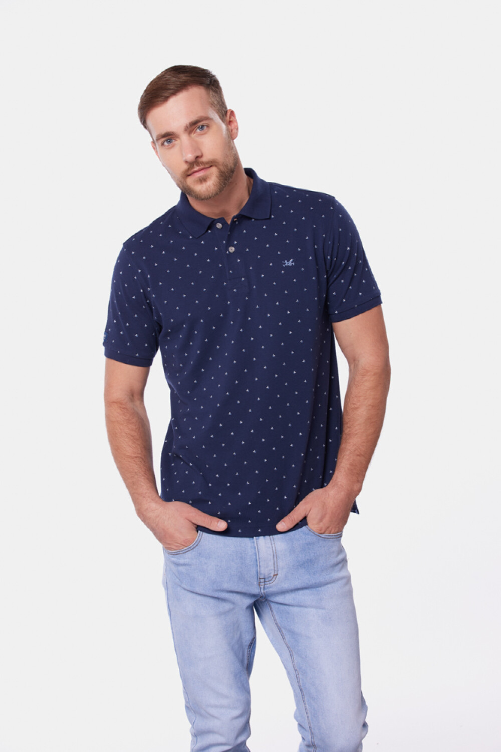 REMERA POLO ESTAMPADA Azul