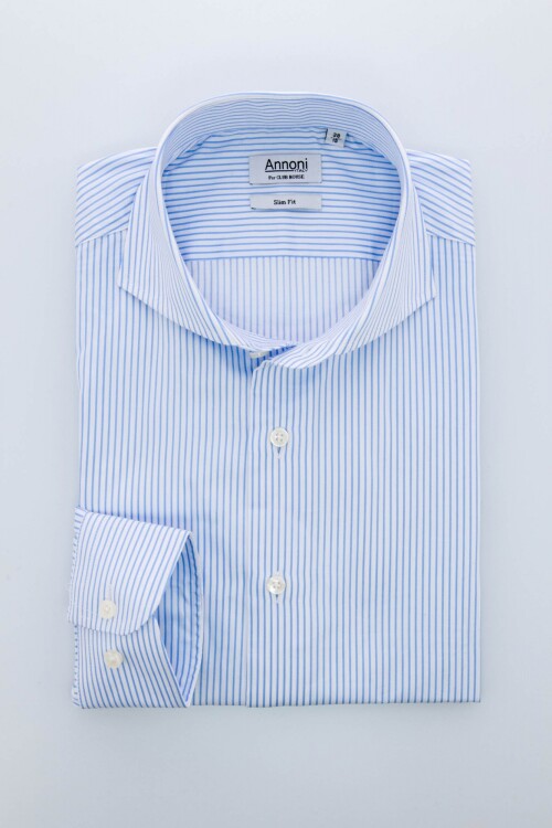 Camisa Annoni Fantasia Slim-Fit Atenas Celeste