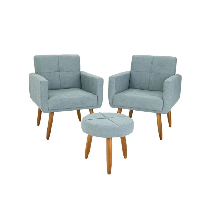 Kit 2 Poltrona Havana + Puff Celeste Kit 2 Poltrona Havana + Puff Celeste