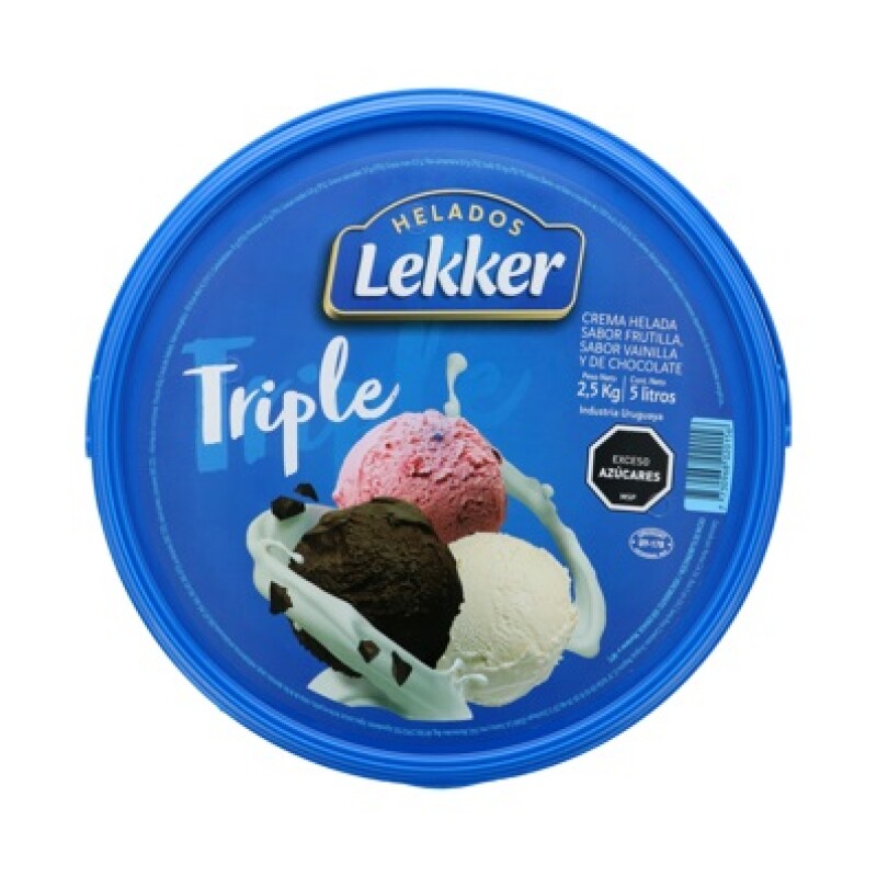 Helado Lekker triple frutilla vainilla choco 5 l Helado Lekker triple frutilla vainilla choco 5 l