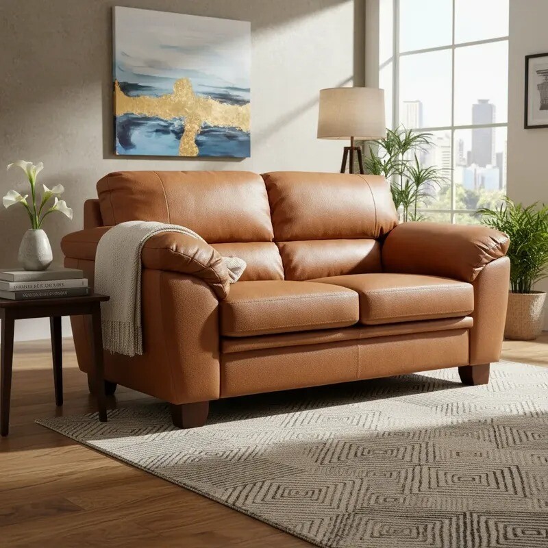 SOFA 2 CUERPOS MODELO ALIAS - 100 % CUERO - COLOR MARRON CLARO SOFA 2 CUERPOS MODELO ALIAS - 100 % CUERO - COLOR MARRON CLARO