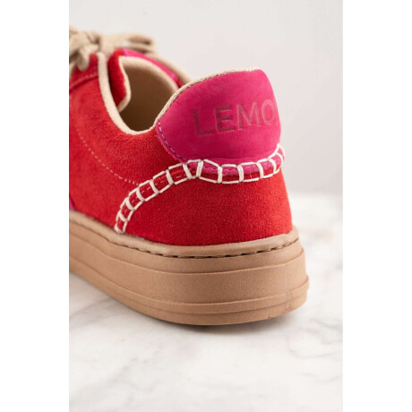 Zapatilla Combinada Gamuza Rojo