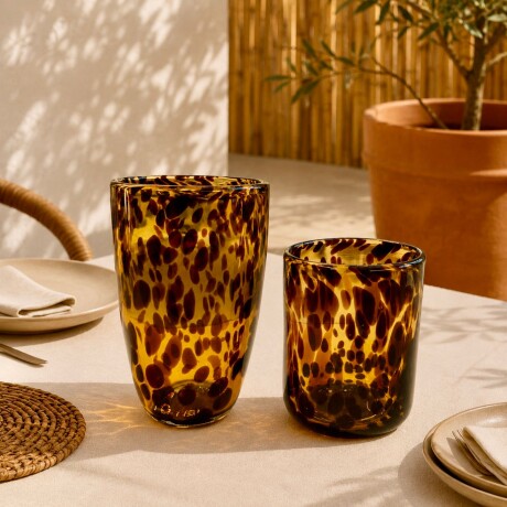 Juego de 6 Vasos de Vidrio Animal Print Ámbar 350ML Juego de 6 Vasos de Vidrio Animal Print Ámbar 350ML