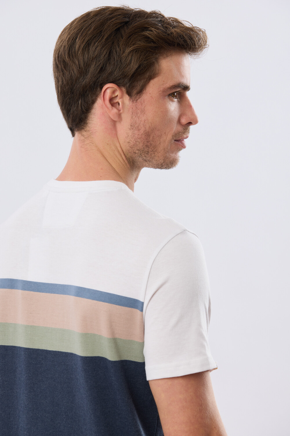 REMERA RAYADA DE ALGODÓN Azul