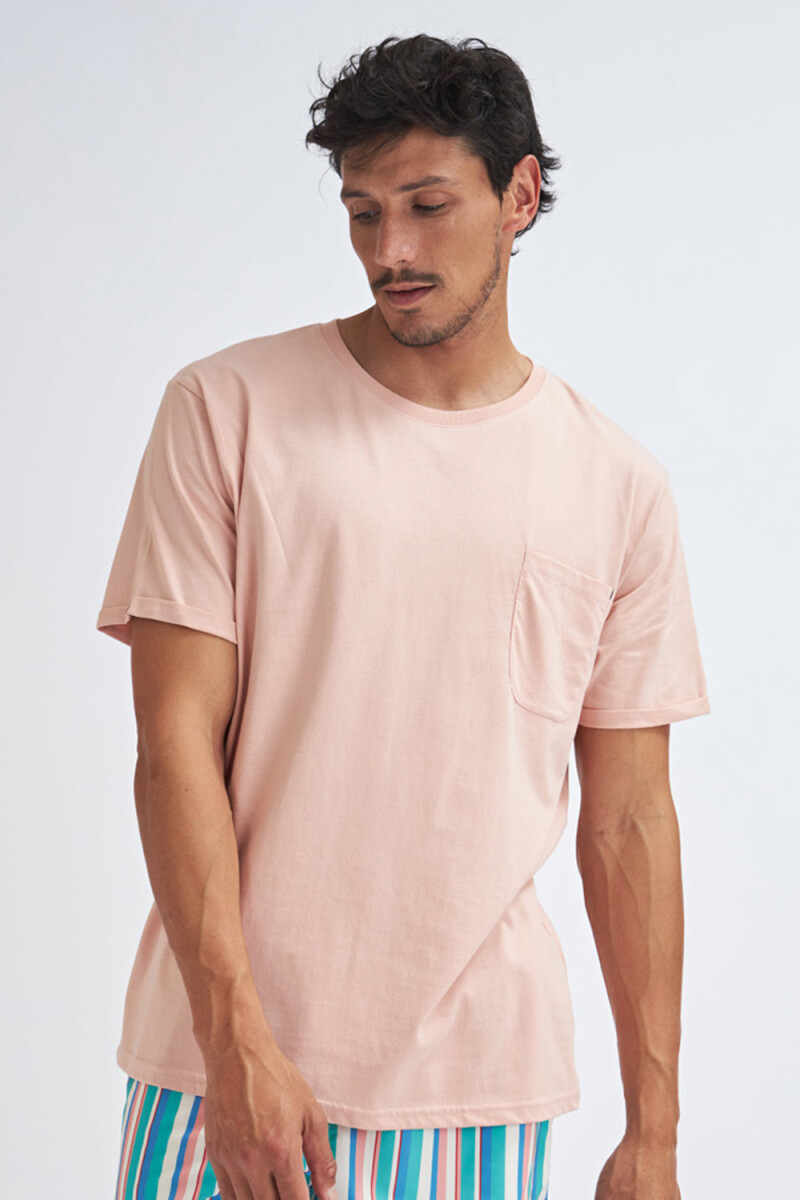 Camiseta manga corta con bolsillo Rosa