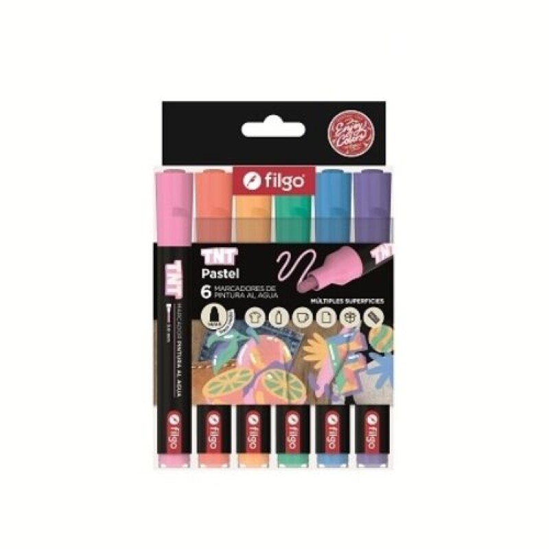 Filgo marcador acrilico TNT 3.0- estuche 6 pastel Filgo Marcador Acrilico Tnt 3.0- Estuche 6 Pastel