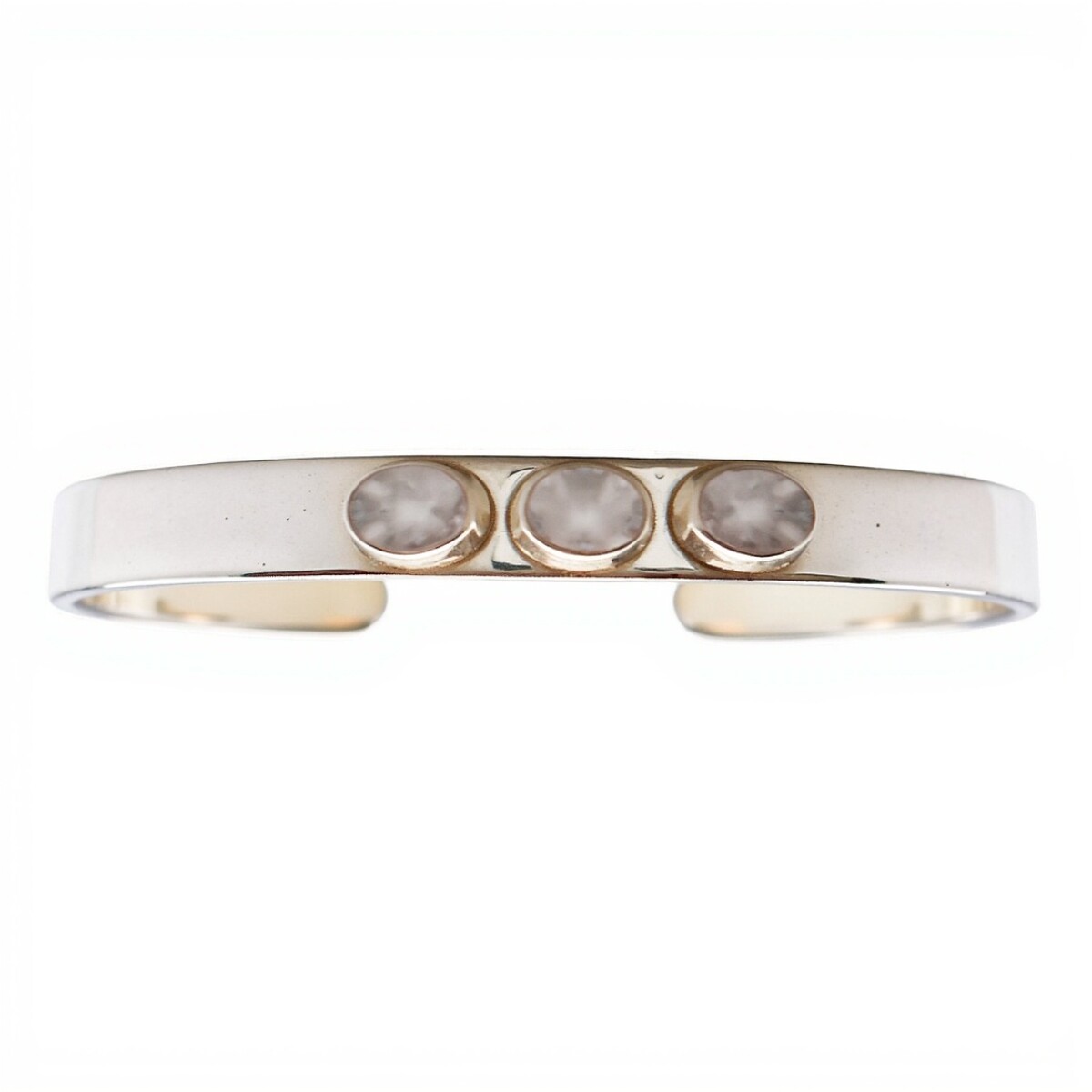 Brazalete Jaipur-Plata 925 rodinada-Piedra Cuarzo rosa-BR2008 - conpiedra 