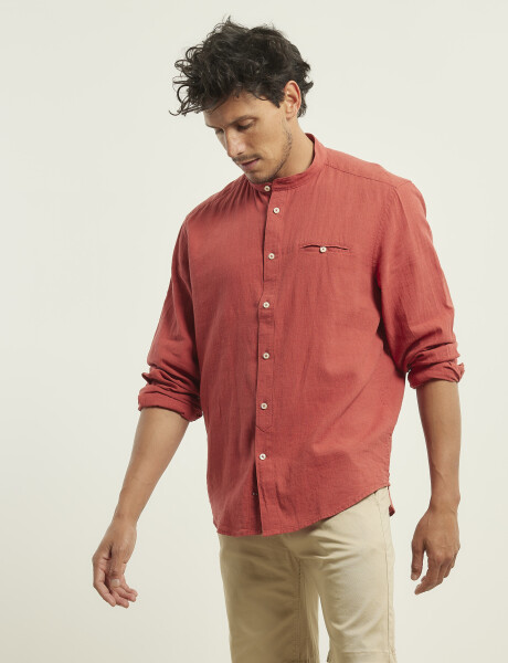 011954 CAMISA HARRINGTON LABEL LINO Rojo