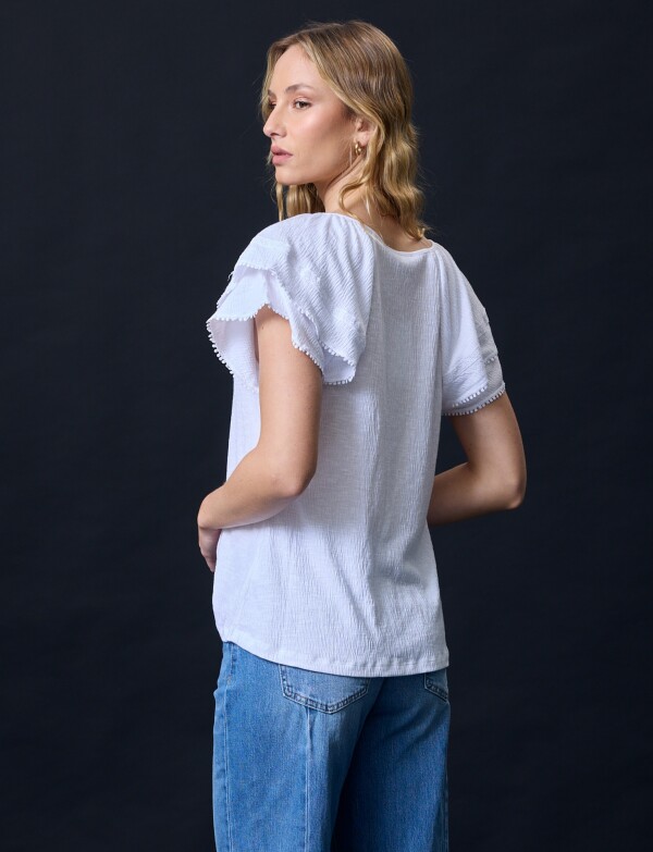 Blusa Manga Volados BLANCO