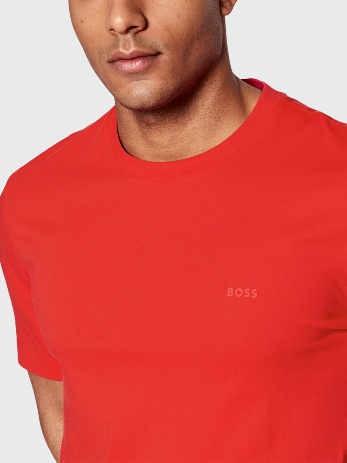 BOSS - Remera de Punto con Logo Rojo