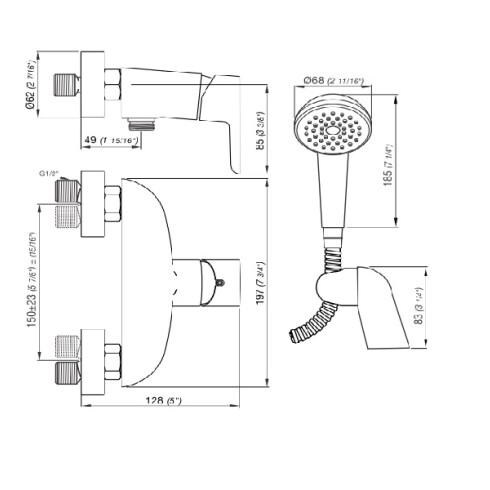 Griferia De Ducha Externa Sin Transferencia Monocomando Cromo Fv 000