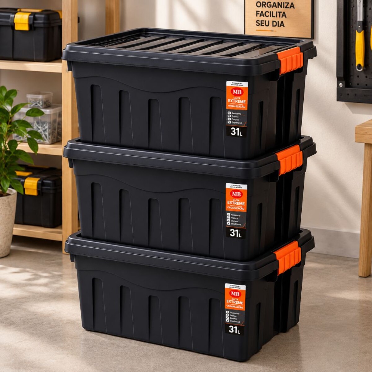 Combo Cajas Organizadoras Reforzada 31 litros x 3 unidades 