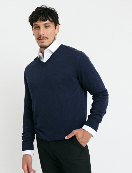 470985 SWEATER HARRINGTON LABEL Azul Oscuro