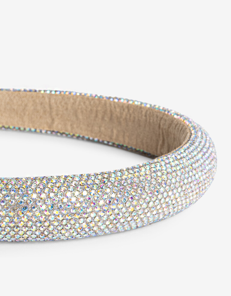 Vinchas Rígidas Strass Vincha Puffy Con Strass - Plateado
