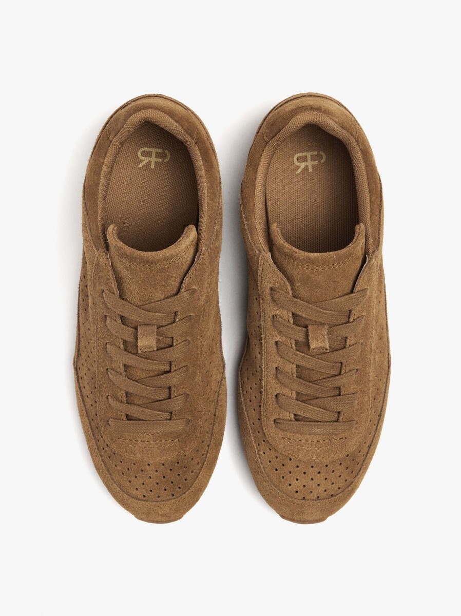 Zapatillas De Piel Monocromáticas - camel 