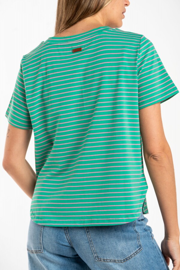 Remera Algodón A Rayas Verde