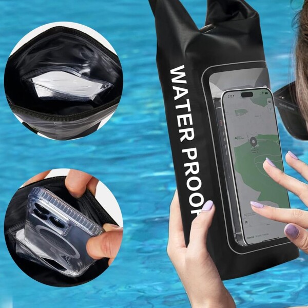 Bolso Estanco 2 Litros Celular Playa Arena Resistente Agua Variante Color Negro