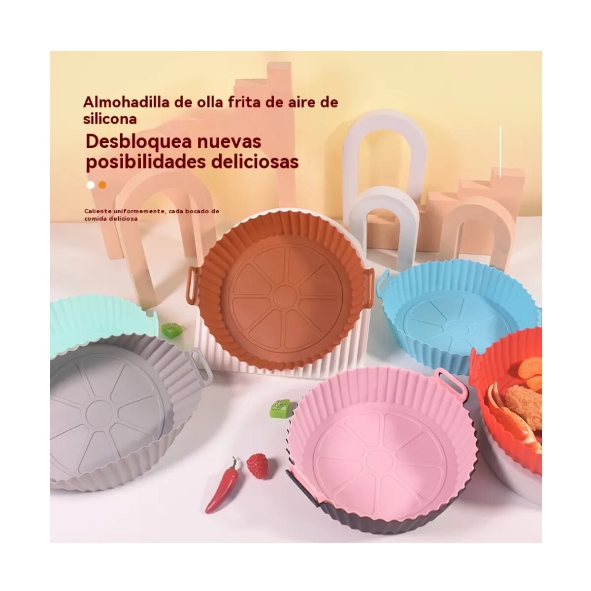 BANDEJA DE SILICONA PARA FREIDORA SIN ACIETE REDONDA GD-10 - CELESTE 