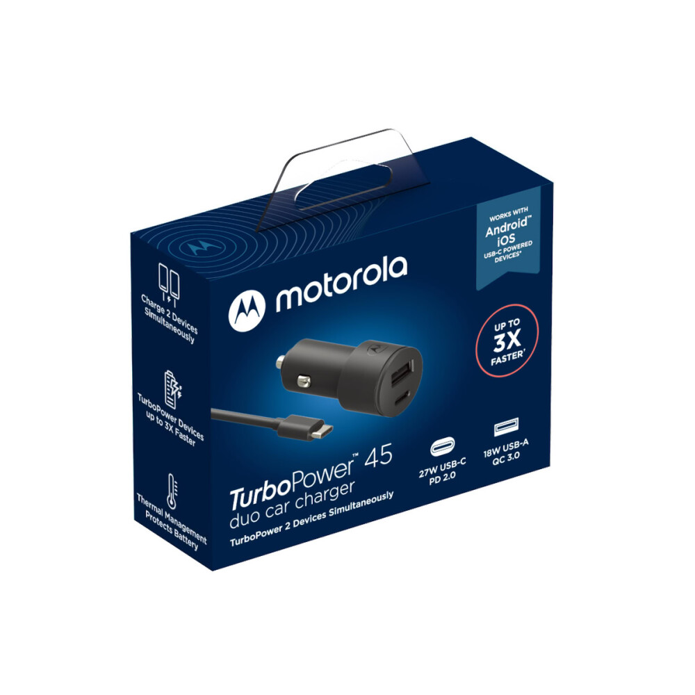 Cargador de Auto Motorola TurboPower 45W Dual Port Cargador de Auto Motorola TurboPower 45W Dual Port