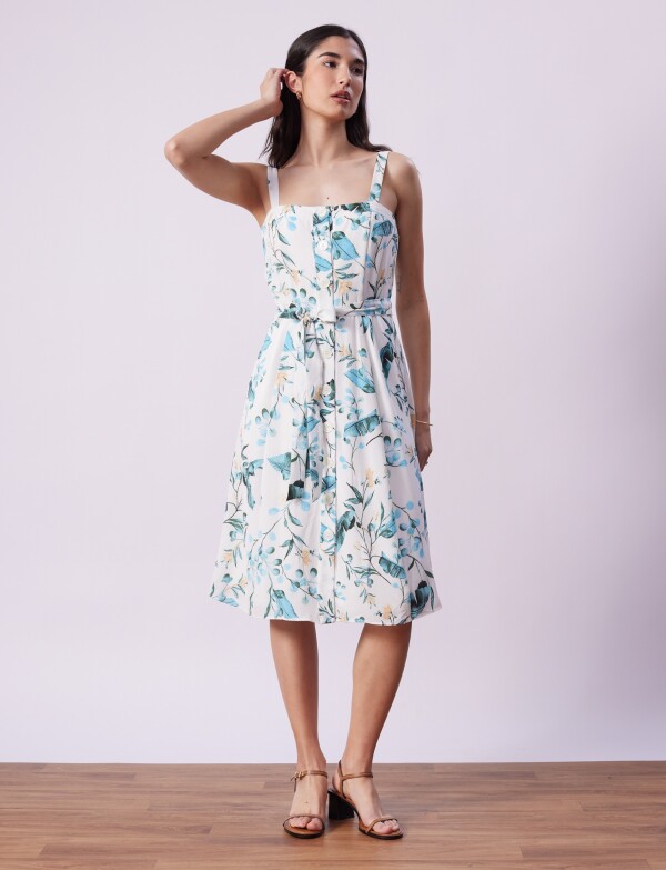 Vestido Botones Printed CRUDO/MULTI