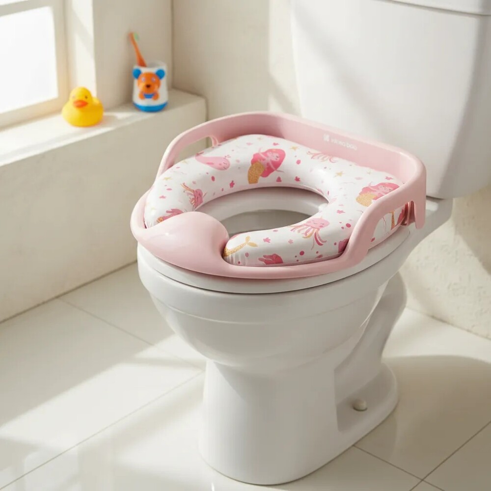 Reductor de inodoro acolchonado KIKKABOO rosado