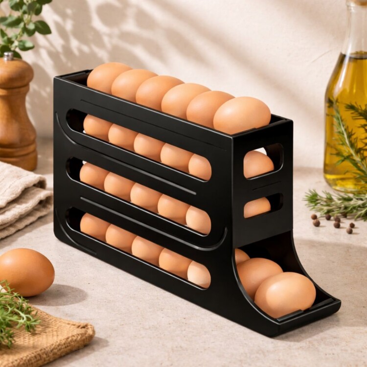 ORGANIZADOR AUTOMATICO 4 NIVELES PARA 30 HUEVOS NEGRO ORGANIZADOR AUTOMATICO 4 NIVELES PARA 30 HUEVOS NEGRO
