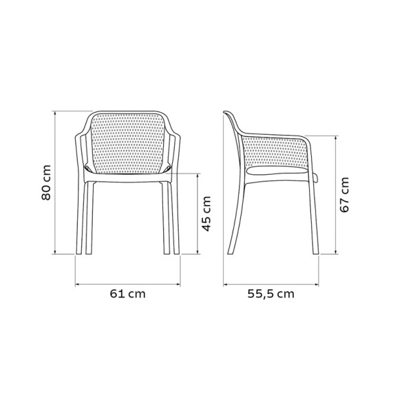 Silla apilable gamuza "GABRIELA" con posabrazos -TRAMONTINA TD0667