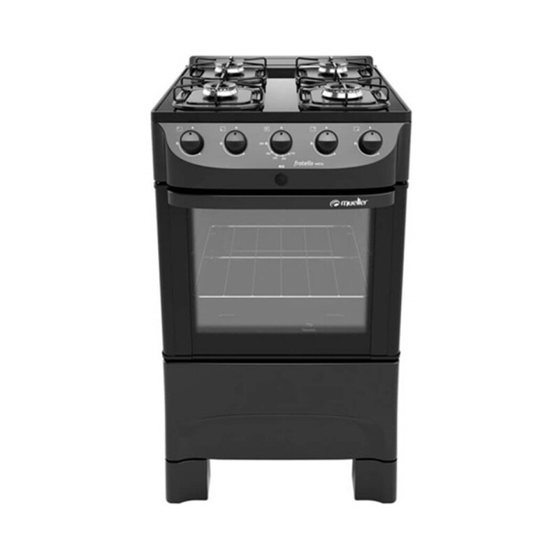 Cocina Mueller Vetro Fratello 4b Color Negro Mate Con Puerta Con Visor 220v Cocina Mueller Vetro Fratello 4b Color Negro Mate Con Puerta Con Visor 220v