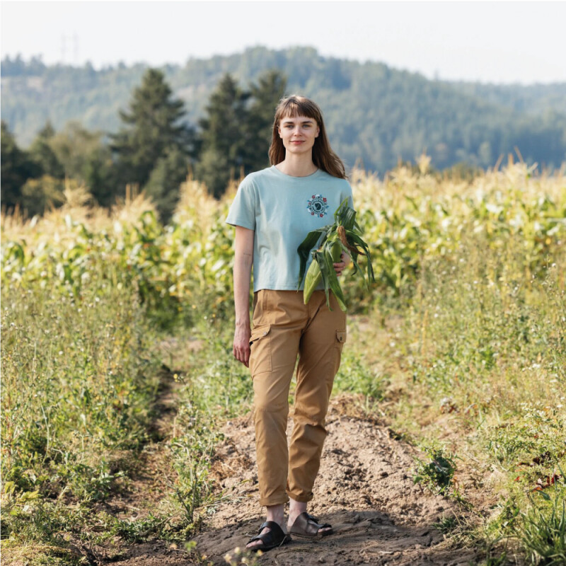Polo Fjallraven Fjallblomster Logo T-shirt W Mujer Chalk White
