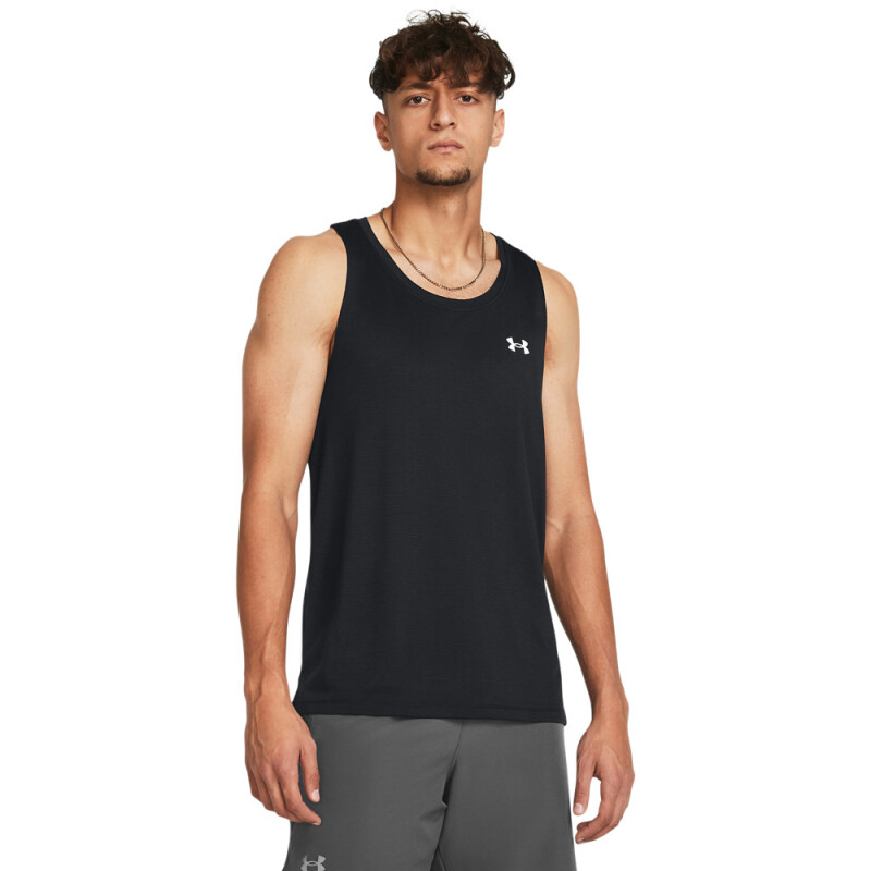 UA LAUNCH SINGLET-GRN BLK-001