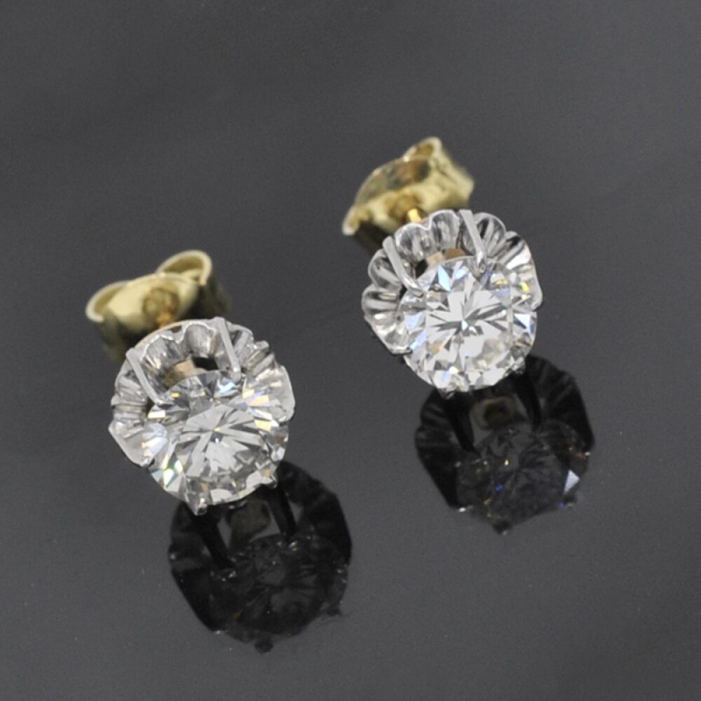 Caravanas Antiguas En Oro 18K Y Brillantes Caravanas Antiguas En Oro 18K Y Brillantes