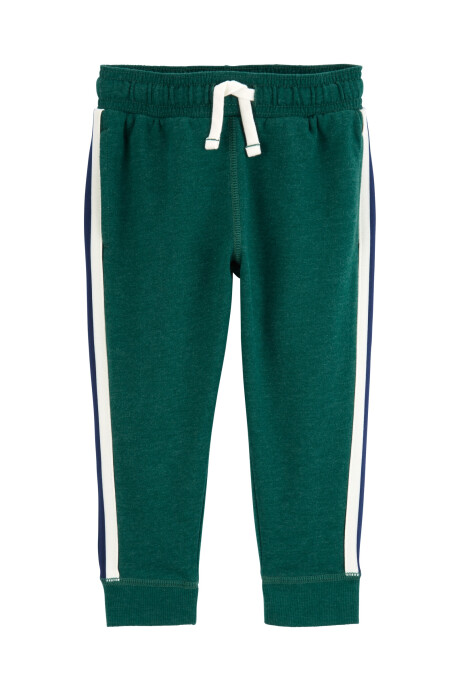 Pantalón de algodón, con franja lateral, verde Sin color