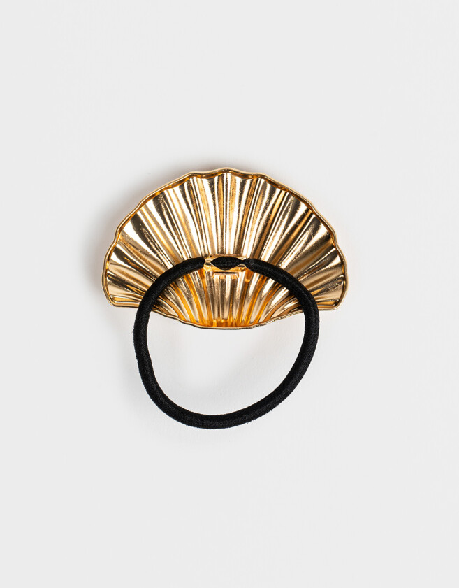 Gomitas Elásticas Cuff Gomita Elástica Caracola Metálica - Dorado