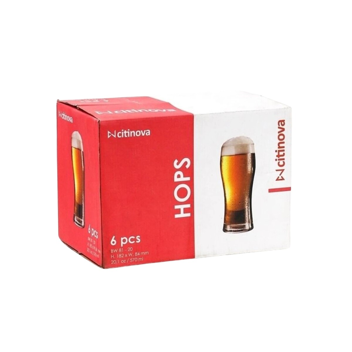 Set X6 Vasos de Cerveza Citinova Hops 570ML 