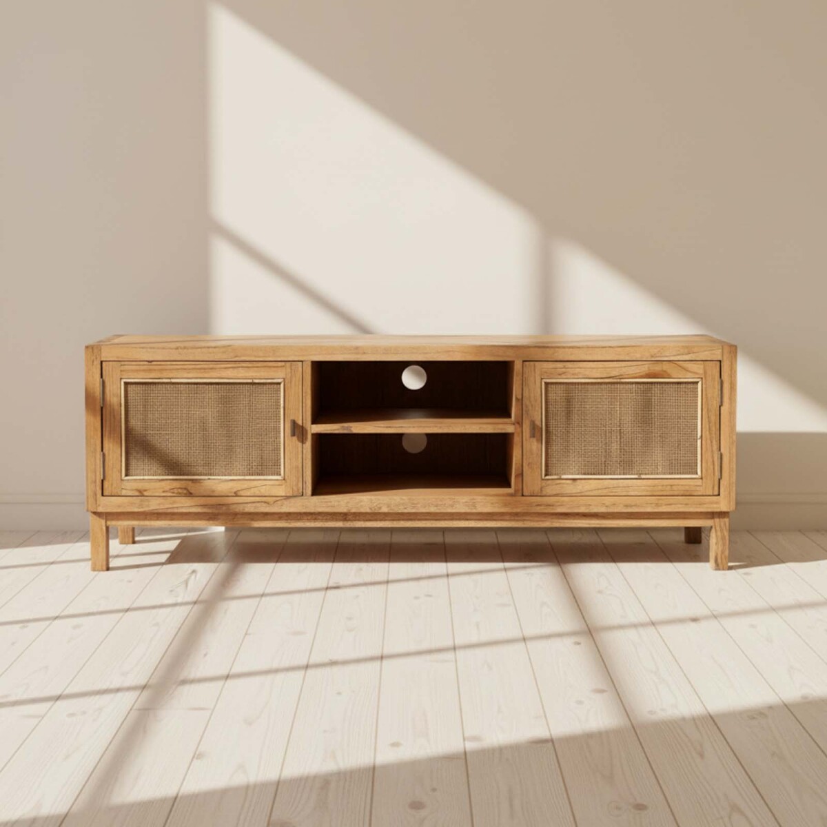 RACK DE LIVING PARA TV - MADERA NATURAL-BEIGE MINDI NATURAL 