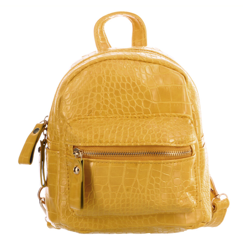 Mochila Miss Carol en material simil croco Amarillo