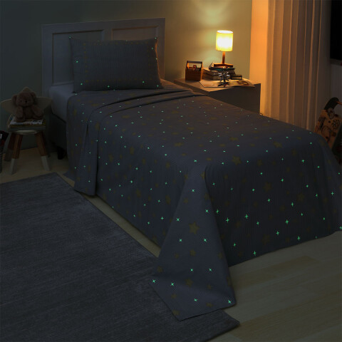 Juego Sábanas Infantil 150 Hilos 1 Plaza Dohler Brilla en la Oscuridad U