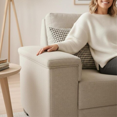 Sillón Sofá de 2 Cuerpos Amsterdam en Lino– Estructura de Madera Maciza y Confort Soft Color Gris Beige Sillón Sofá de 2 Cuerpos Amsterdam en Lino– Estructura de Madera Maciza y Confort Soft Color Gris Beige