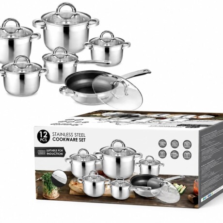 Batería De Cocina Sonifer Acero Inox 12 Piezas Inducción Batería De Cocina Sonifer Acero Inox 12 Piezas Inducción