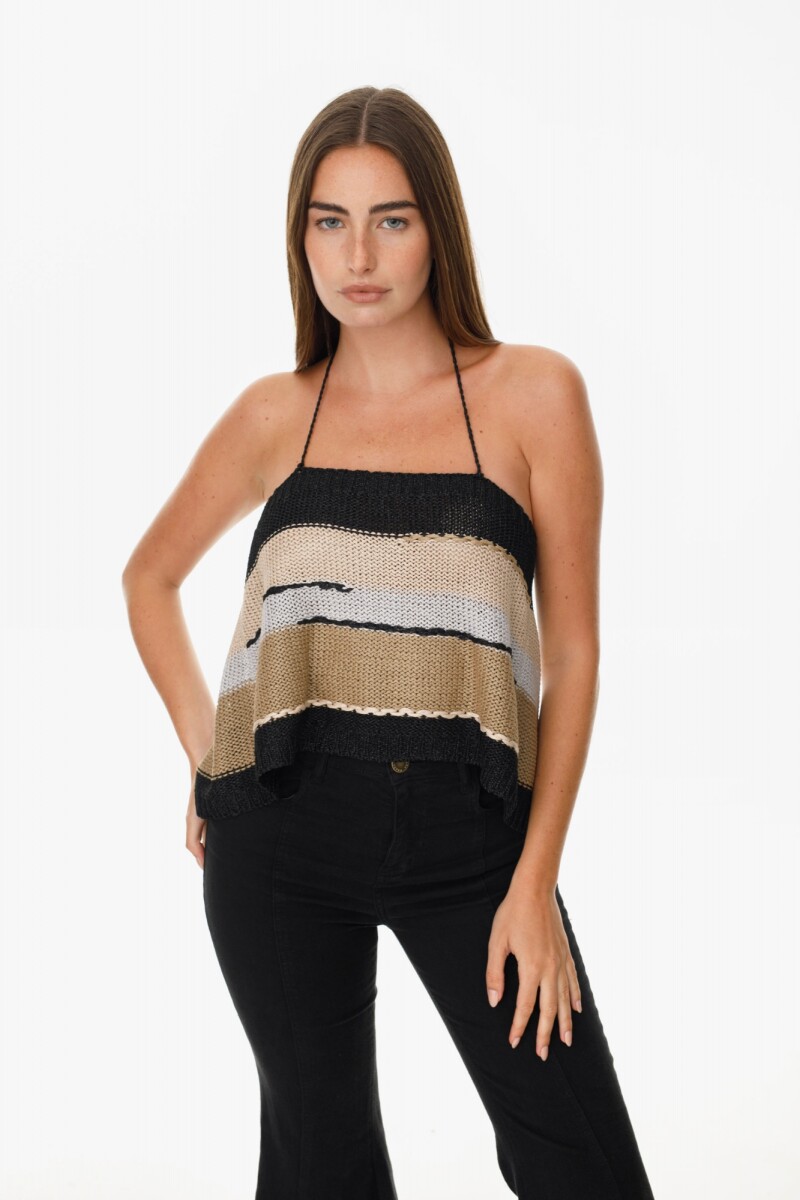 Top Horizonte - Negro/Beige 